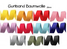 Gurtband Baumwolle Breite 30 mm verschiedene Farben